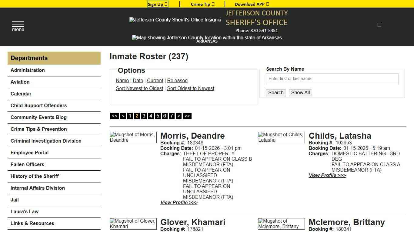 Inmate Roster - Page 2 Current Inmates Booking Date Descending - Jefferson County Sheriff AR